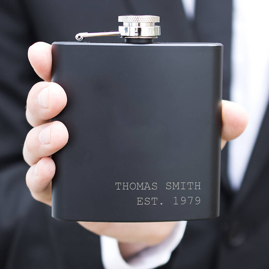 Established Name And Date Personalised Hip Flask