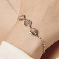 Family Name Bracelet, Sterling Silver Three Organic Pebbles