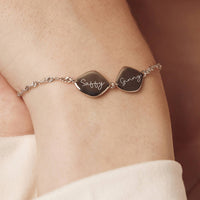 Family Name Bracelet, Sterling Silver Two Organic Pebbles