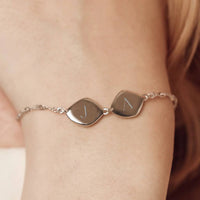 Family Name Bracelet, Sterling Silver Two Organic Pebbles