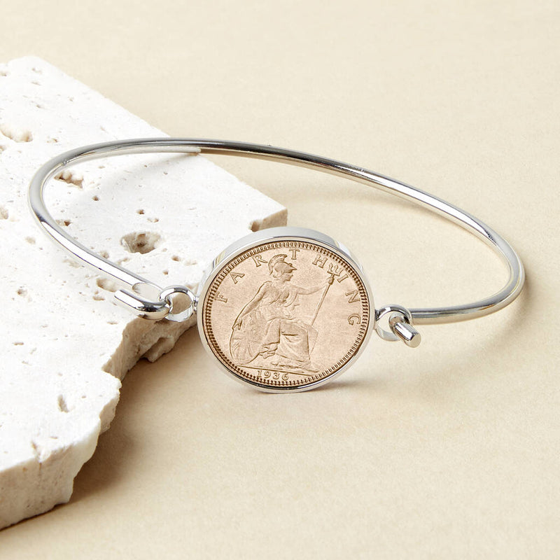 90th Birthday 1935 Or 1936 Farthing Coin Bangle Bracelet