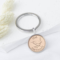 80th Birthday 1946 Farthing Coin Keyring