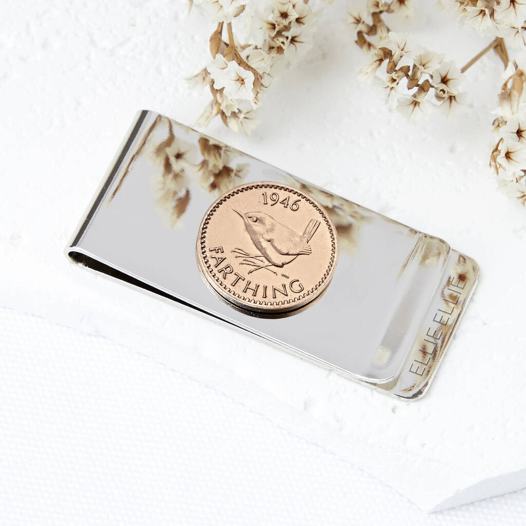 Farthing 80th 1946 Birthday Coin Money Clip