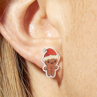 Festive Gingerbread Man Resin Christmas Earrings