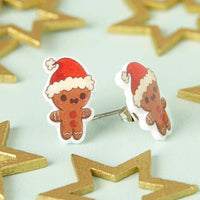 Festive Gingerbread Man Resin Christmas Earrings