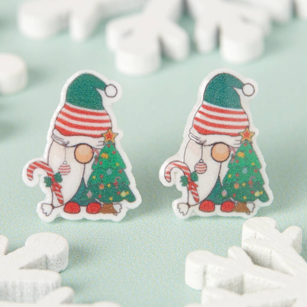 Festive Gonk Resin Christmas Earrings