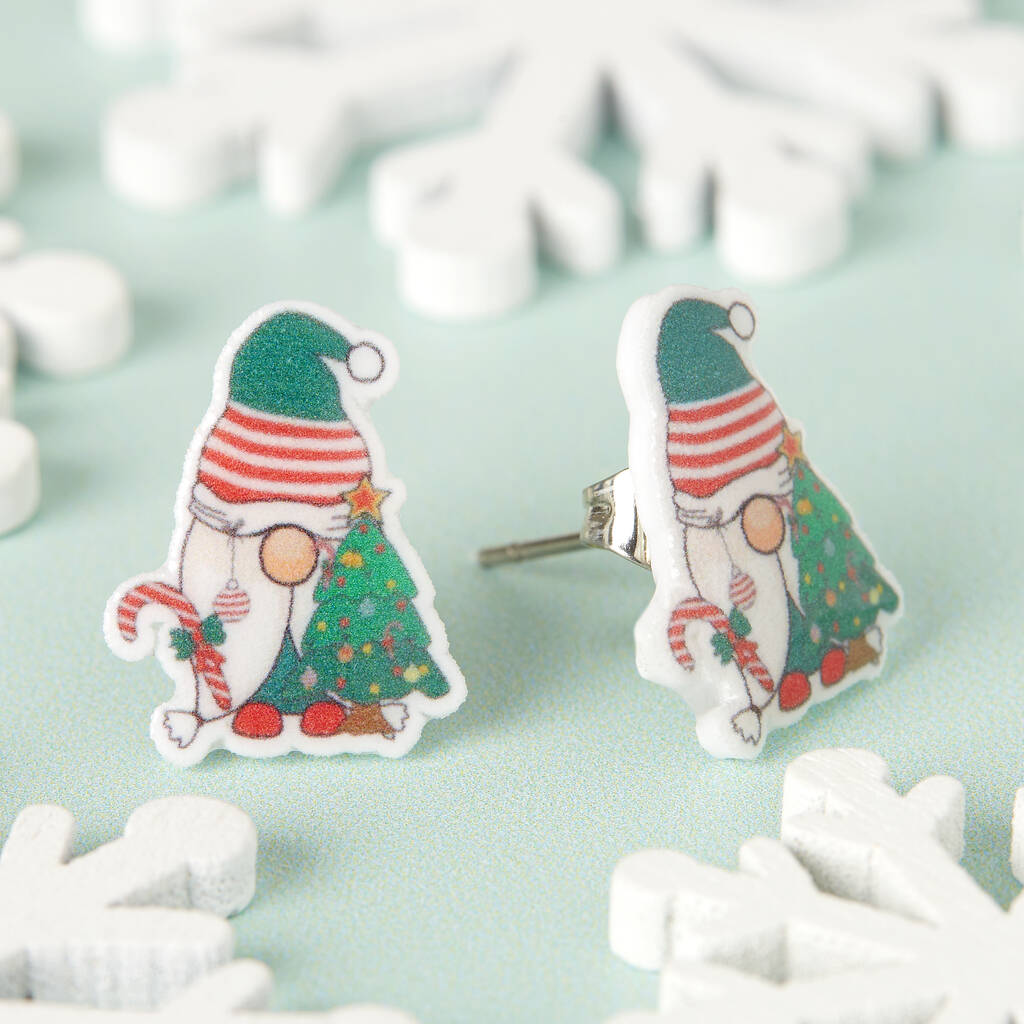 Festive Gonk Resin Christmas Earrings