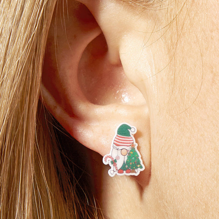 Festive Gonk Resin Christmas Earrings