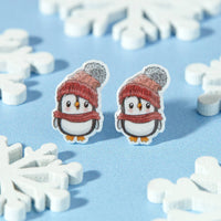 Festive Penguin Resin Christmas Earrings
