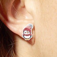 Festive Penguin Resin Christmas Earrings