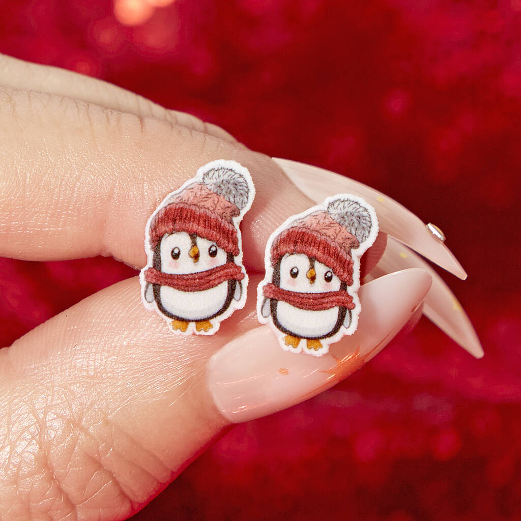 Festive Penguin Resin Christmas Earrings