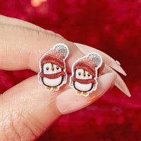 Festive Penguin Resin Christmas Earrings
