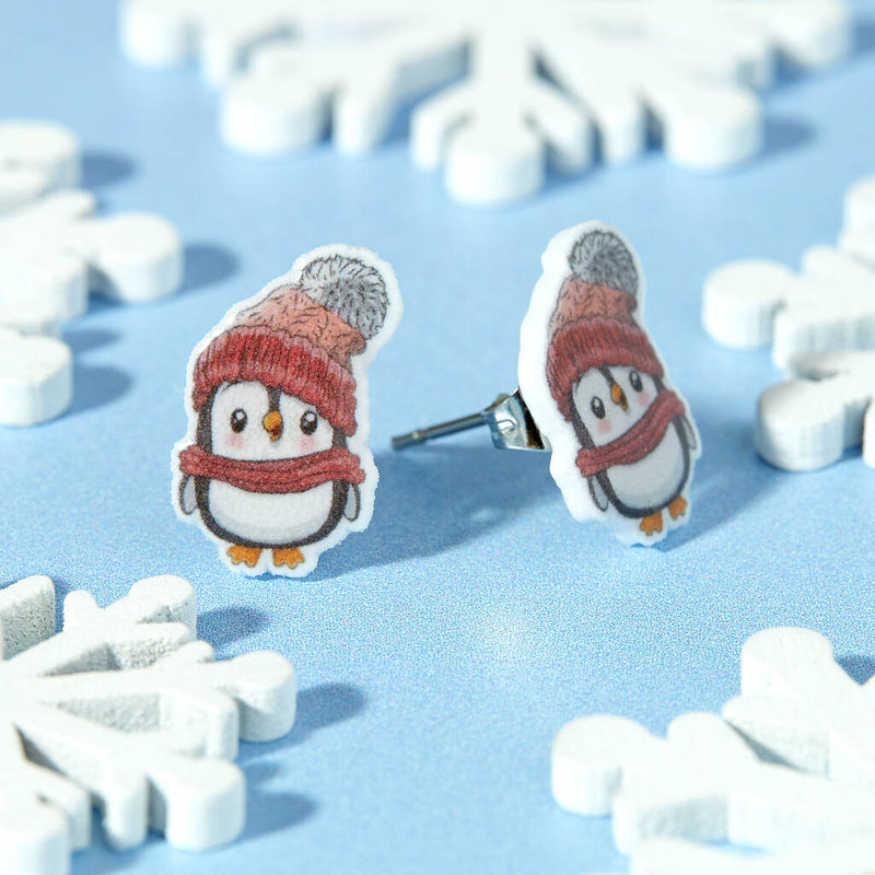 Festive Penguin Resin Christmas Earrings
