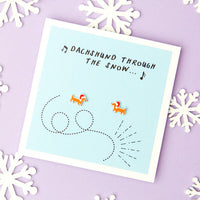 Festive Sausage Dog Christmas Stud Earrings