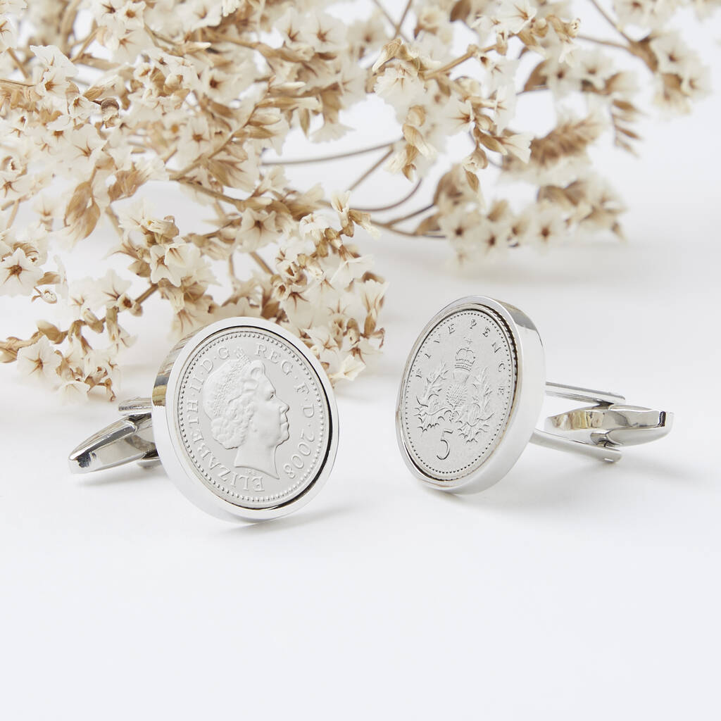 Five Pence 18th 2007 Or 2008 Birthday Coin Cufflinks