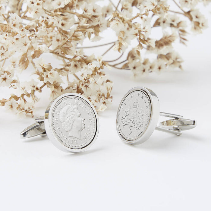 Five Pence 18th 2007 Or 2008 Birthday Coin Cufflinks