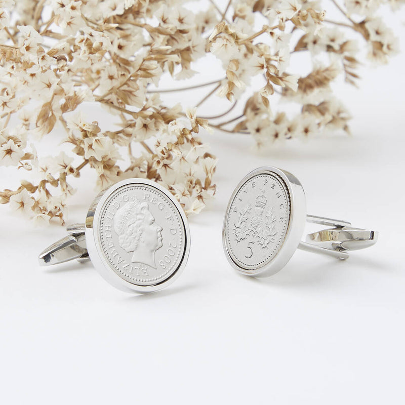 Five Pence 18th 2007 Or 2008 Birthday Coin Cufflinks
