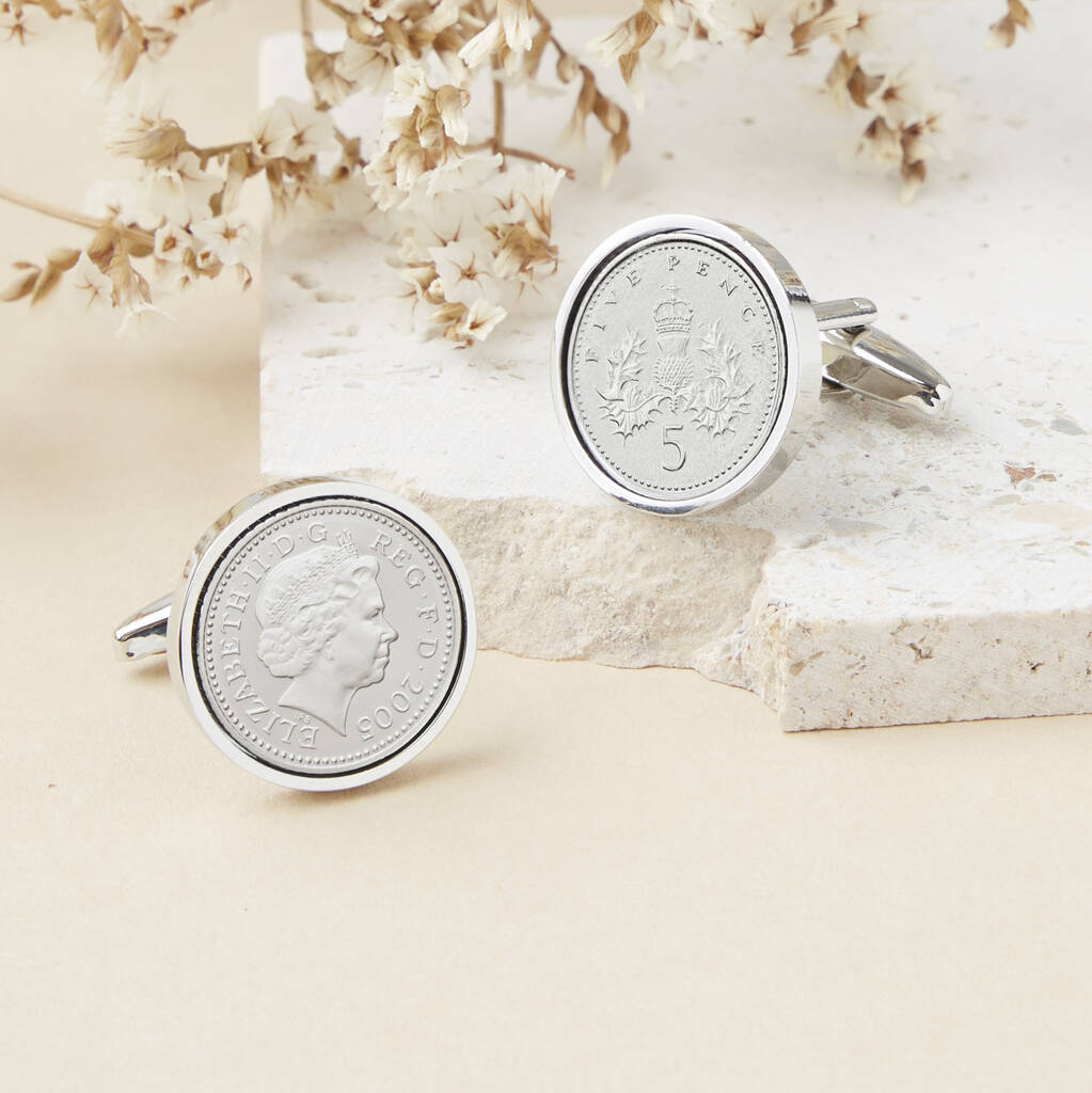 Five Pence 21st 2004 Or 2005 Birthday Coin Cufflinks