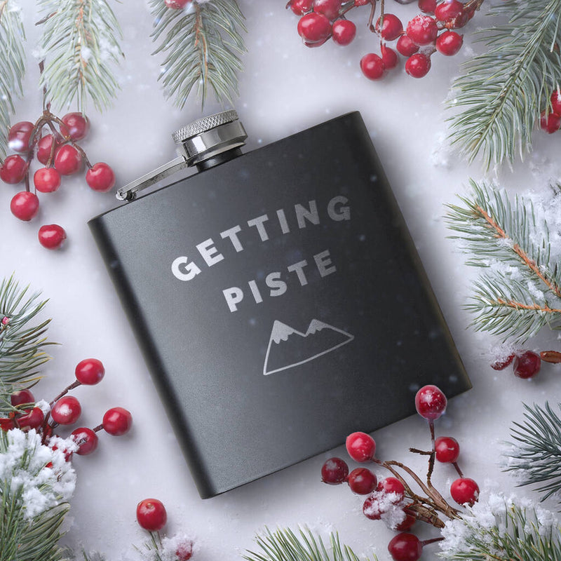 'Getting Piste' Engraved Hip Flask