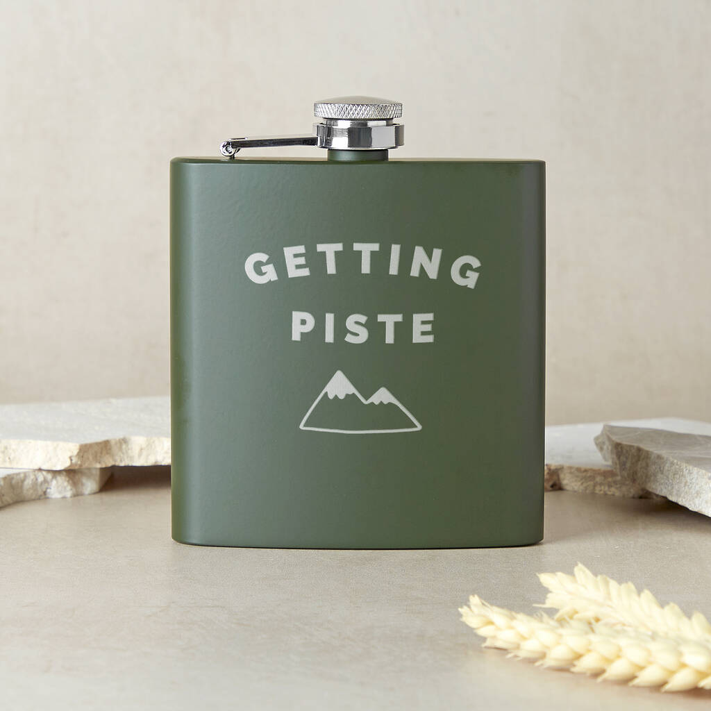 'Getting Piste' Engraved Hip Flask
