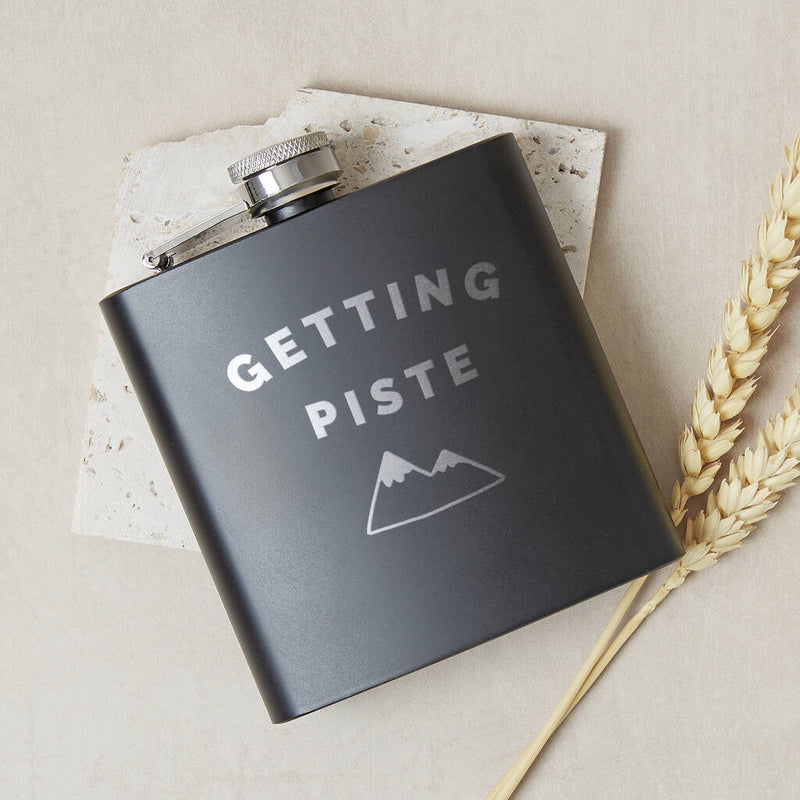 'Getting Piste' Engraved Hip Flask