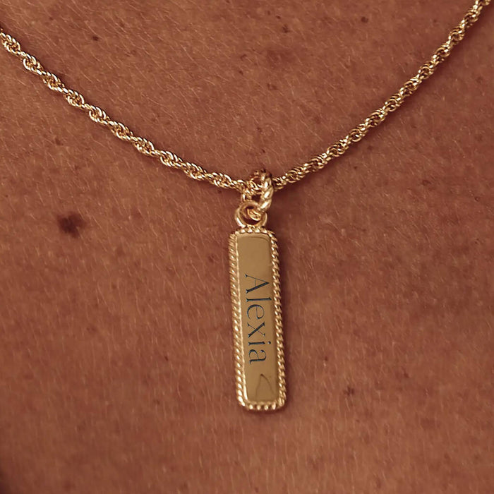 Gold Name Tag Necklace