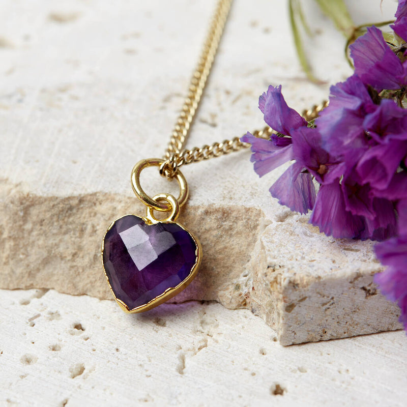 Gold Plated Heart Birthstone Necklace