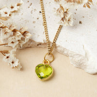 Gold Plated Heart Birthstone Necklace
