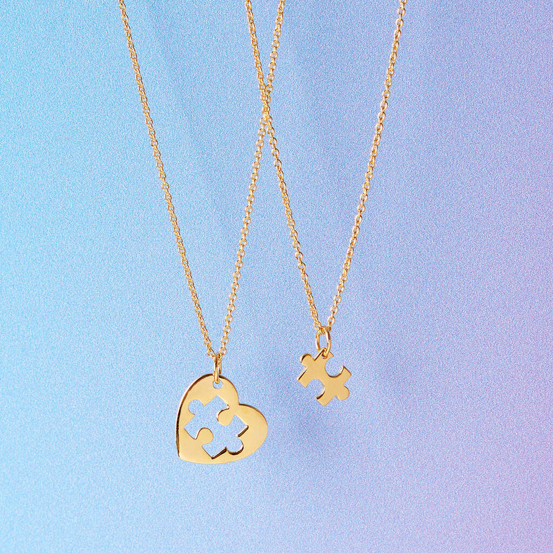 Gold Plated Mum And Me Jigsaw Puzzle Heart Bracelet Set