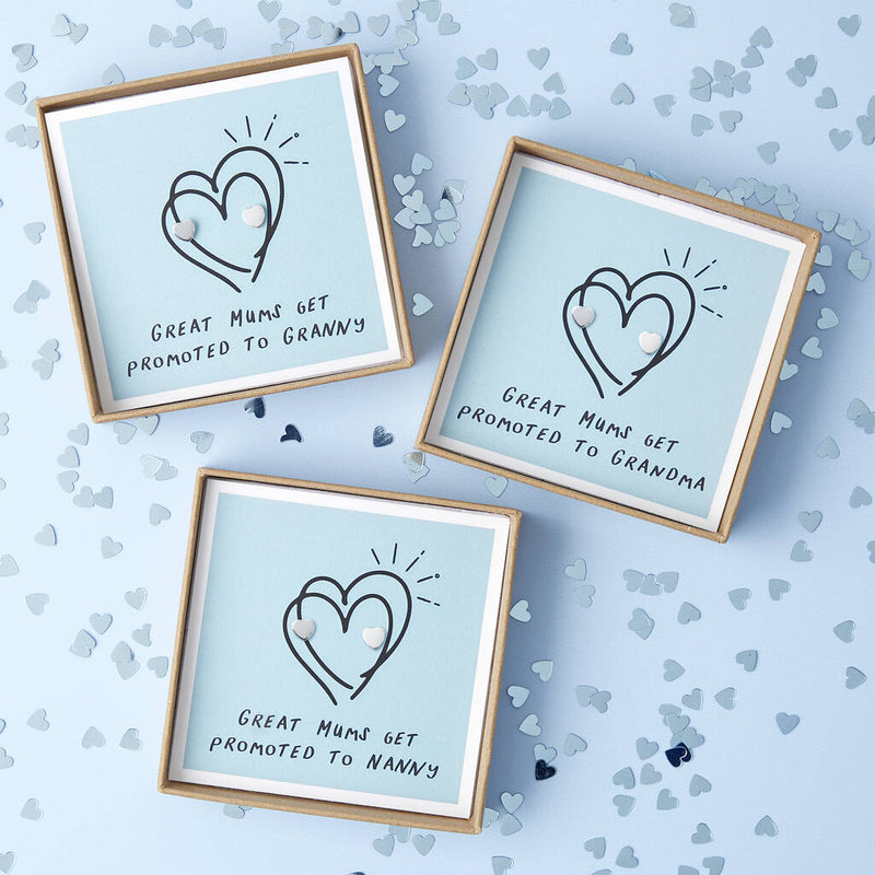 Great Mums Get Promoted To … Sterling Silver Heart Earrings
