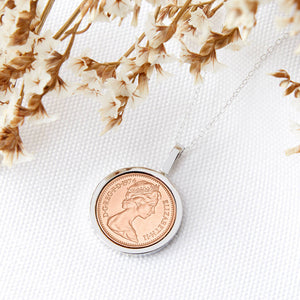 50th Birthday 1974 Half penny Coin Necklace