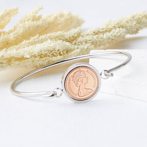 Half Penny Year Coin Bangle Bracelet 1971 To 1983