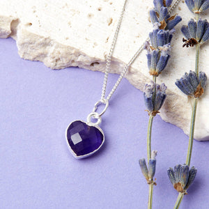 Healing Amethyst Heart Gemstone Sterling Silver Necklace