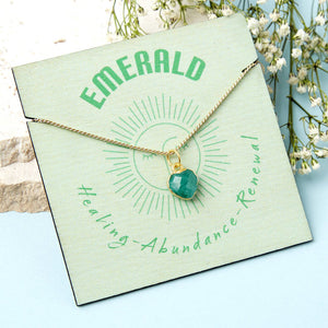 Healing Emerald Heart Gemstone Gold Plated Necklace