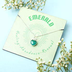 Healing Emerald Heart Gemstone Sterling Silver Necklace