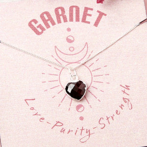 Healing Garnet Heart Gemstone Sterling Silver Necklace