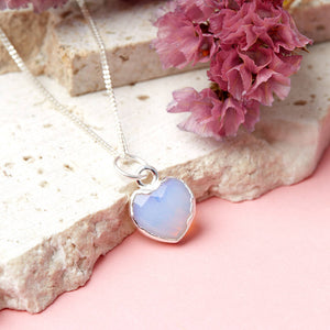 Healing Opal Heart Gemstone Sterling Silver Necklace