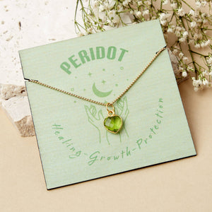 Healing Peridot Heart Gemstone Gold Plated Necklace