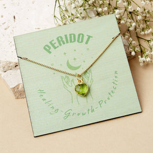 Healing Peridot Heart Gemstone Gold Plated Necklace