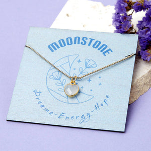 Healing Rainbow Moonstone Heart Gemstone Gold Plated Necklace