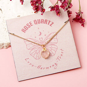 Healing Rose Quartz Heart Gemstone Gold Plated Necklace