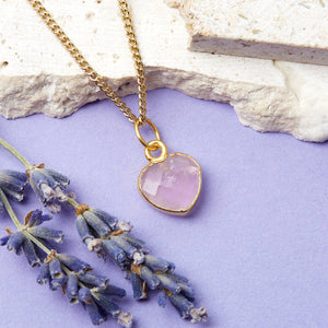Healing Rose Quartz Heart Gemstone Gold Plated Necklace