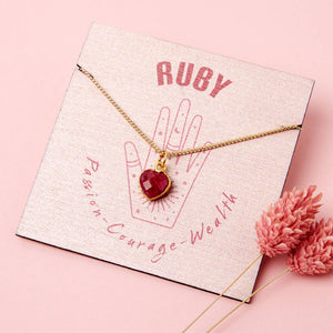 Healing Ruby Heart Gemstone Gold Plated Necklace