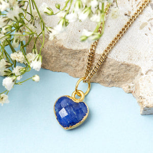 Healing Sapphire Heart Gemstone Gold Plated Necklace