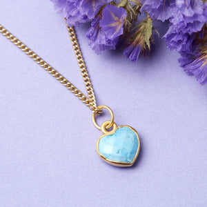 Healing Turquoise Heart Gemstone Gold Plated Necklace