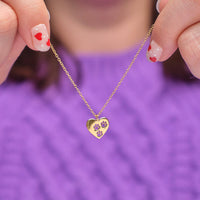Heart Paw Print Gold Necklace