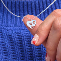 Heart Paw Print Silver Necklace