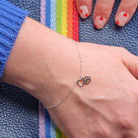 Silver Heart And Paw Pet Mum Bracelet