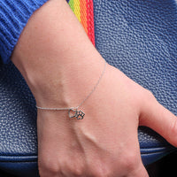 Silver Heart And Paw Pet Mum Bracelet