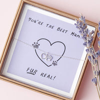 Silver Heart And Paw Pet Mum Bracelet